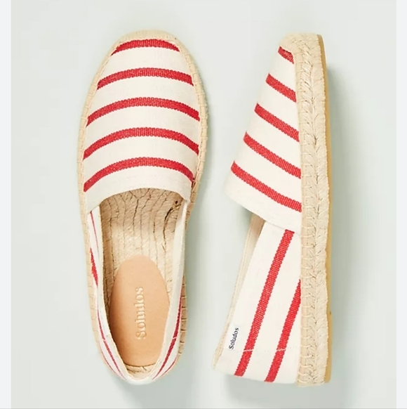 Soludos Shoes - SOLUDOS ESPADRILLES SHOES SANDALS "DALI" RED WHITE STRIPE ANTHROPOLGIE 8.5